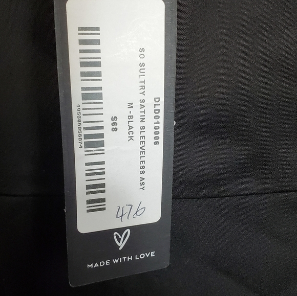 Lulu's Black Sultry Satin Sleeveless Asymmetrical Bodycon in Size Medium - Picture 7 of 11